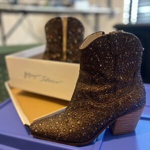 Betsey Johnson Sparkling Brown Ankle Booties